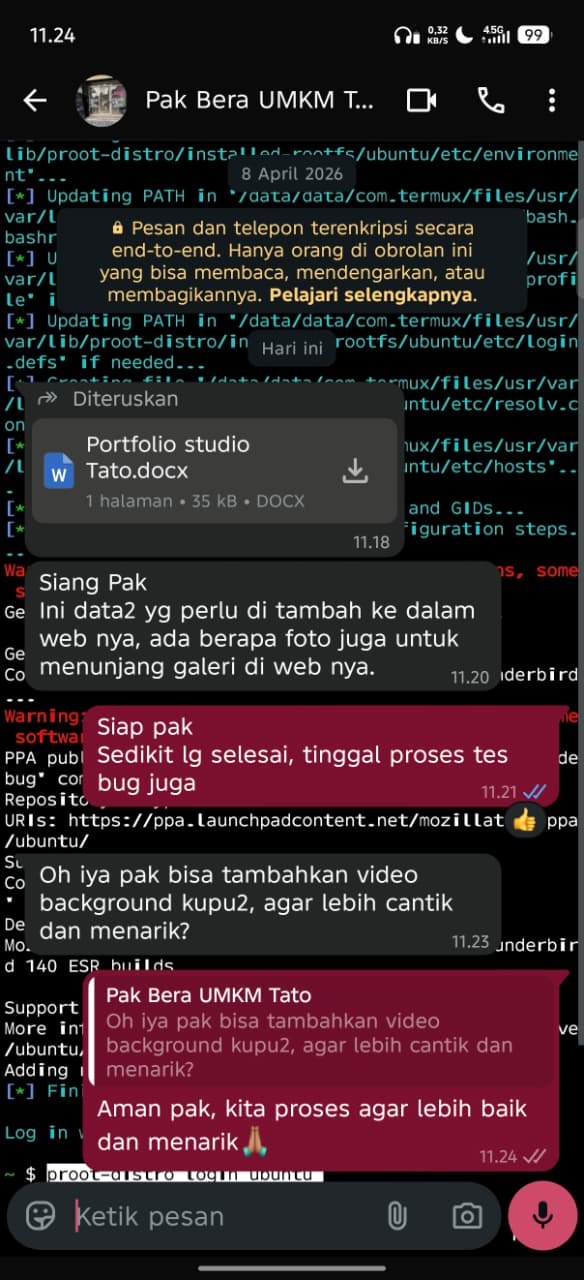 Testimoni klien 3 via WhatsApp — review jasa website